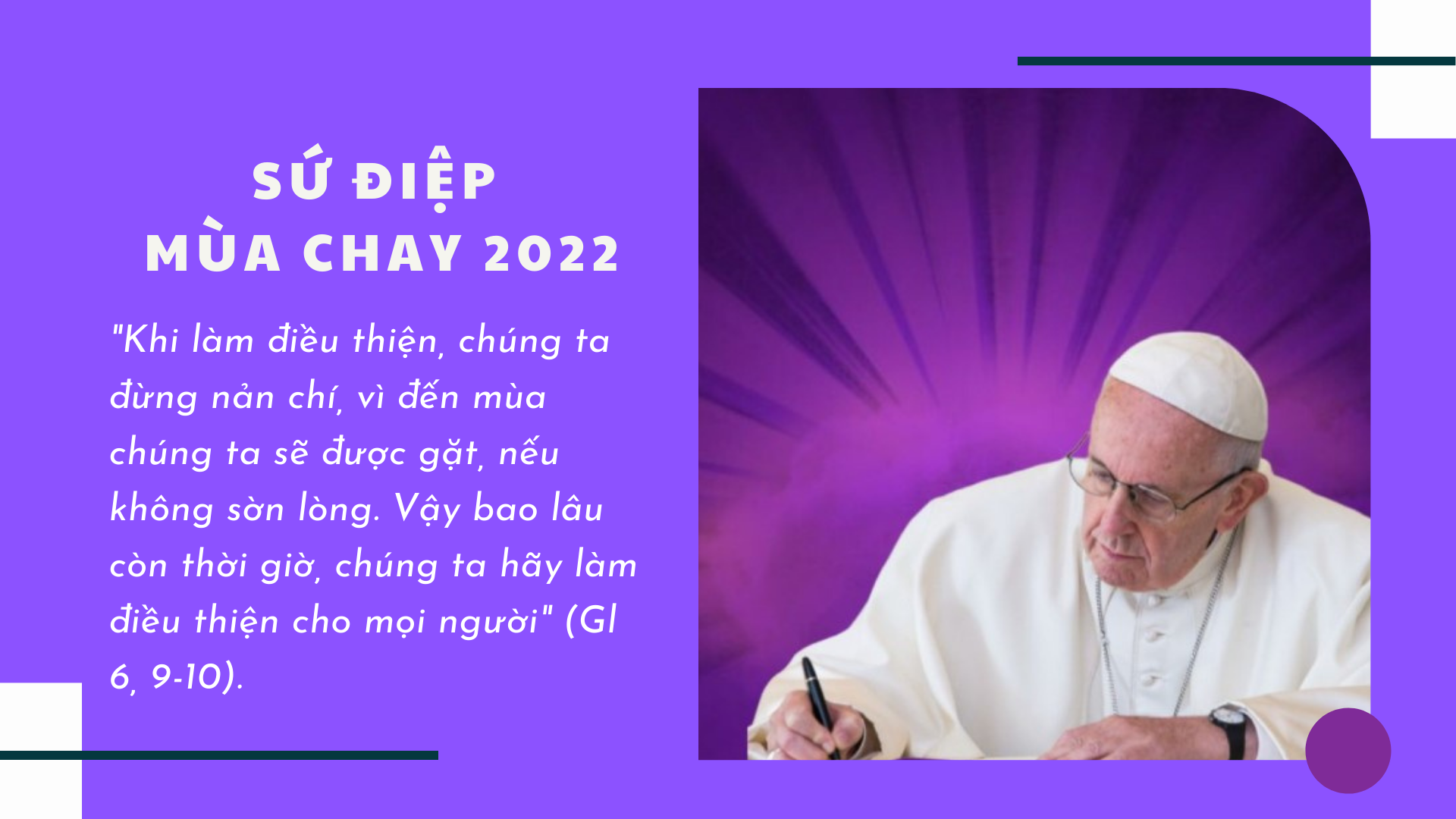 SỨ ĐIỆP MÙA CHAY 2022 CỦA ĐỨC THÁNH CHA PHANXICÔ